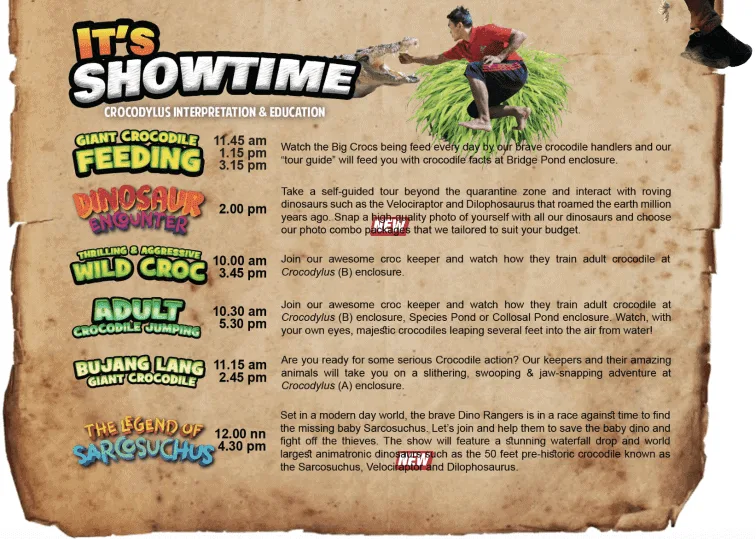 crocodile farm showtime